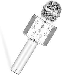 Limitless Karaoke Wireless Microphone for Kids Toddler Microphone Mic Speaker Machine for Kids Party with LED Lights, Magic Sounds, Vocal Remover Compatible with iPhone, Android, iPad, PC (Silver)