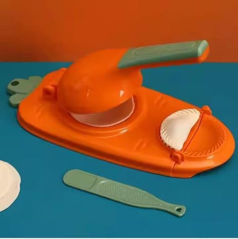 2-in-1 Efficient Dumpling Maker Manual Dough Presser Dumpling Wrapper Mold Dough Pressing Tool Kitchen Pastry Jiaozi Baking tool (Orange)