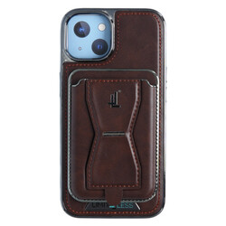 Limitless Leather Case for iPhone 13 with Detachable Card Holder and Stand, Back Protector Slim Fit, Soft Grip Leather Cover, Logo Cutouts, Anti-Scratch with Shockproof, Dark Brown