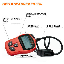 Technaxx Germany OBD2 Code Reader, OBD-II Car Diagnostic Tool, Fault Code Scanner for Professionals & Beginners