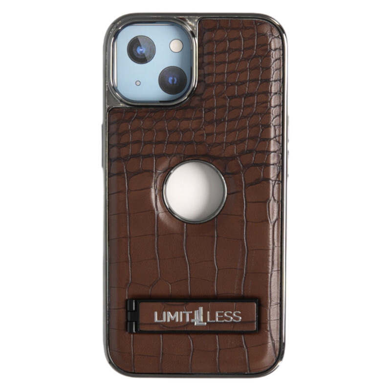 Limitless Leather Case for iPhone 13, Back Protector Slim Fit, Soft Grip Luxury Leather Cover, Logo Cutouts, Anti-Scratch Full Phone Back Case with Shockproof and Fall Protection, Dark Brown