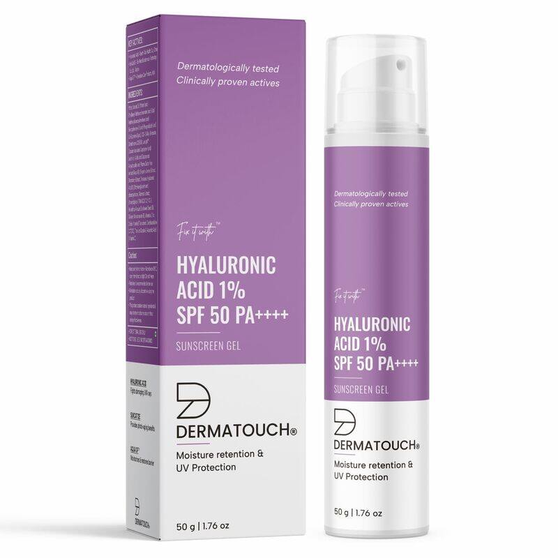 

DERMATOUCH Hyaluronic Sunscreen Hydrating Ultra Light Aqua Gel With SPF 50 PA++++ For Broad Spectrum, UV A, UV B & Blue Light Protection For Oily Skin