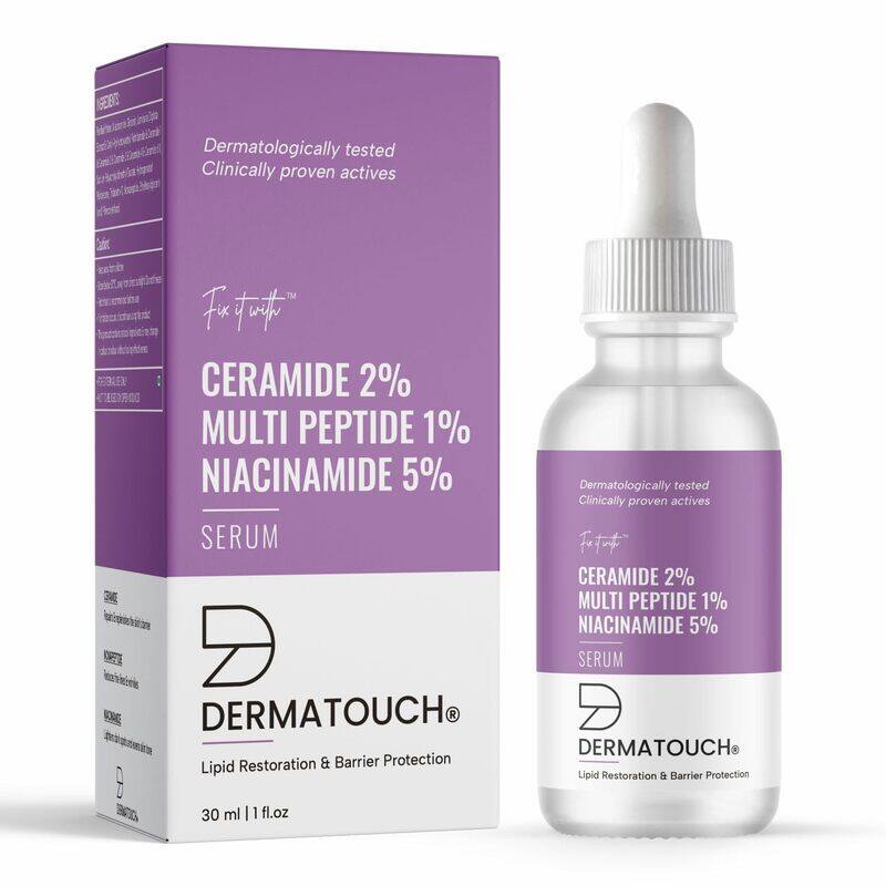 

DERMATOUCH Ceramide 2% Multi Peptide 1% Niacinamide 5% Serum, For Lipid Restoration & Barrier Protection, Anti-aging Formula, Specially For Dry Skin -