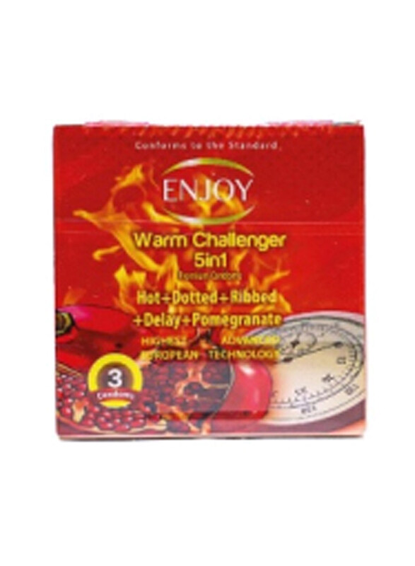 

Enjoy Warm Challenger Pomegranate Premium Condoms, 3 Pieces