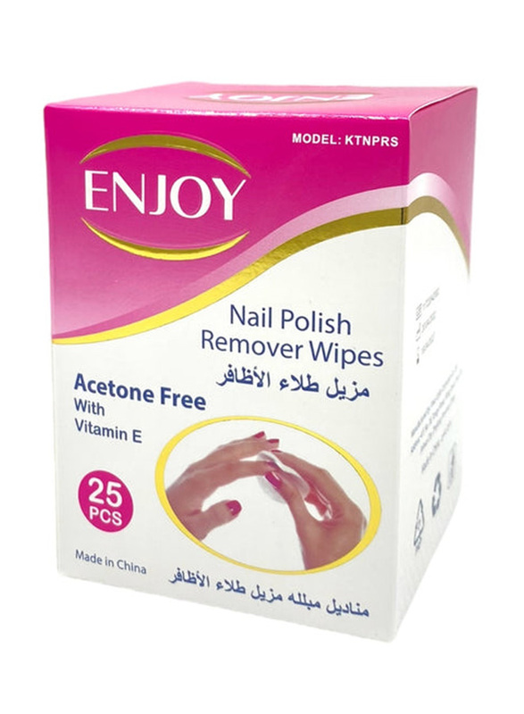 Enjoy Acetone Nail Polish Remover Wipes, 25 Pieces