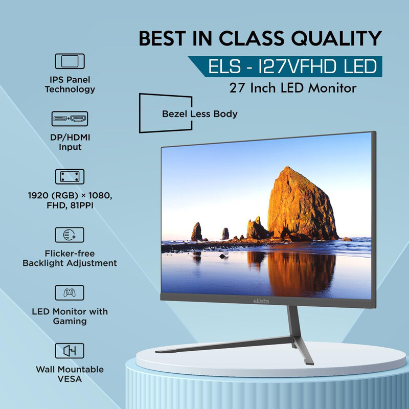 Elista 27 Inch FHD LED Monitor, ELS-I27VFHD, Black