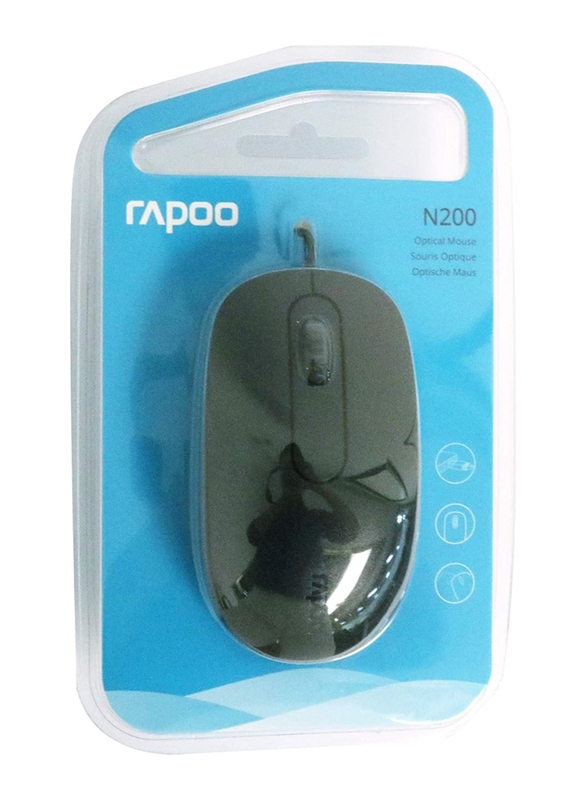 Rapoo N200 Wired Optical Silent Mouse, Black