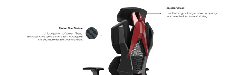 Astron Gaming Chair - Premium Ergonomic Gaming Chair with Multi-Functional Mechanism, Headphone Hanger, Carbon Fiber Textured Frame and Adaptive Shoulder & Lumber Support (Red)