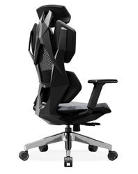 Astron Gaming Chair - Premium Ergonomic Gaming Chair with Multi-Functional Mechanism, Headphone Hanger, Carbon Fiber Textured Frame and Adaptive Shoulder & Lumber Support (Chrome)