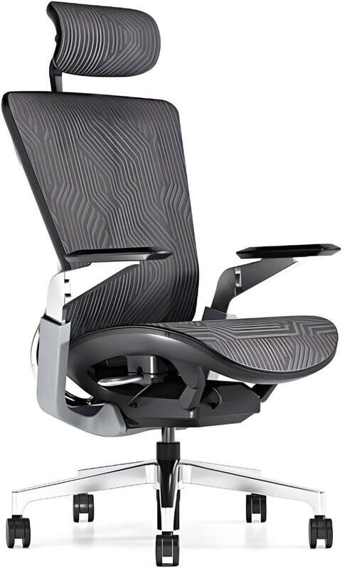 

AFTERWORK Prime Super Ergonomic Mesh Home Office Chair with S-Shaped Aluminum Back Support, along with 4D Armrests, 4D Tilt Lock, Synchro Tilt, and Se