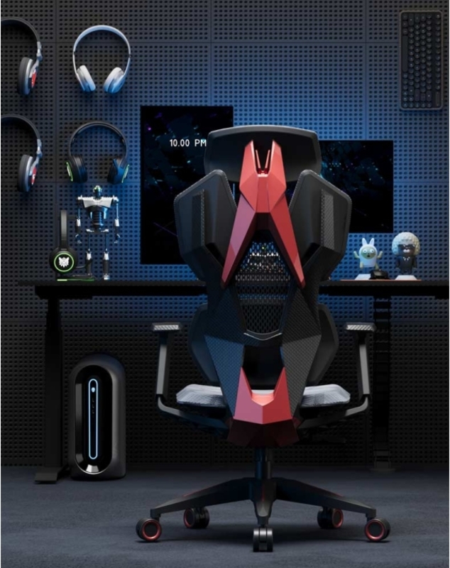 Astron Gaming Chair - Premium Ergonomic Gaming Chair with Multi-Functional Mechanism, Headphone Hanger, Carbon Fiber Textured Frame and Adaptive Shoulder & Lumber Support (Red)