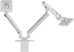 AFTERWORK Saber Gaming Dual Monitor Arm Mount , 21" Extension, VESA 75mm/100mm, 18"-28" Monitor Compatibility 9.1kg Weight-Bearing Capacity, Inspired by Starwars Light Saber Design (White)