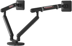 AFTERWORK Saber Gaming Dual Monitor Arm Mount, 21" Extension, VESA 75mm/100mm, 18"-28" Monitor Compatibility 9.1kg Weight-Bearing Capacity, Inspired by Starwars Light Saber Design (Black)