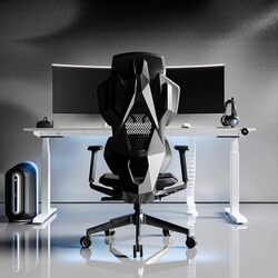 AFTERWORK Astron Premium Ergonomic Gaming Chair with Multi-Functional Mechanism, Headphone Hanger, Carbon Fiber Textured Frame and Adaptive Shoulder & Lumber Support (Black)