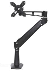 WORKSPACE  Single Monitor Arm Mount Fingertip-Adjustable, Pneumatic Gas Cylinder, Cable Management, 360° Swivel, 21" Extension, VESA 75mm/100mm, 18"-28" Monitor Compatibility (Black)