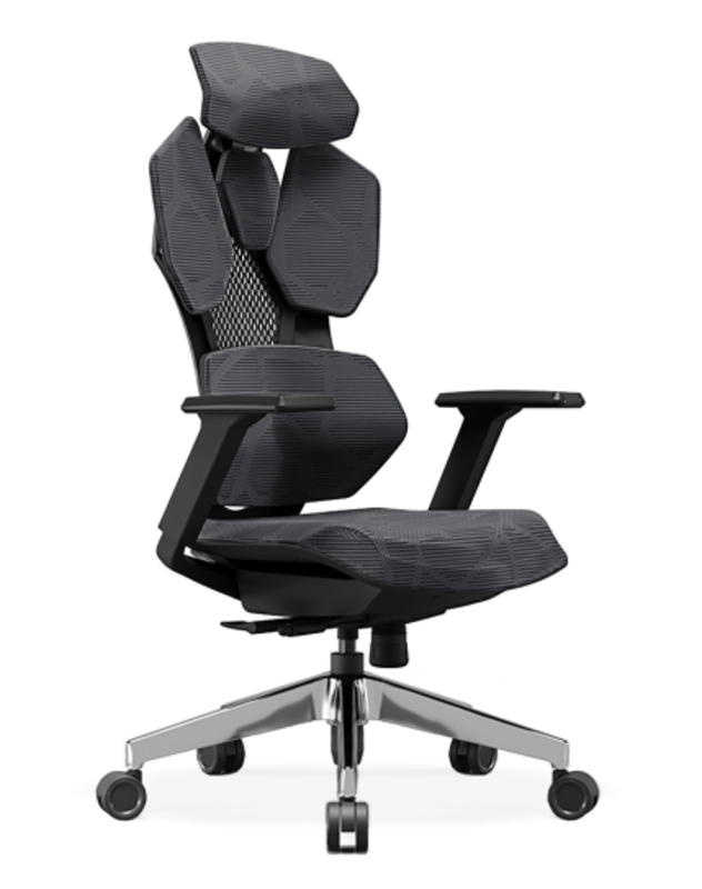 Astron Gaming Chair - Premium Ergonomic Gaming Chair with Multi-Functional Mechanism, Headphone Hanger, Carbon Fiber Textured Frame and Adaptive Shoulder & Lumber Support (Chrome)