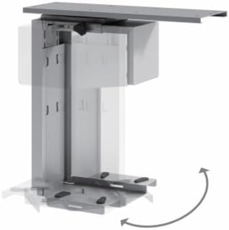 WORKSPACE Adjustable Under-Desk CPU Holder with 360 Degree Swivel (White)