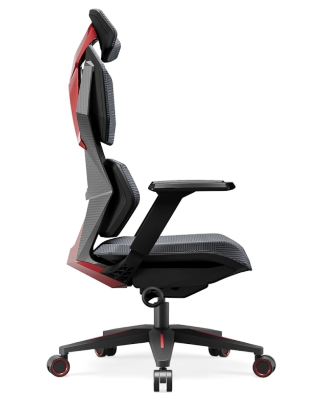 Astron Gaming Chair - Premium Ergonomic Gaming Chair with Multi-Functional Mechanism, Headphone Hanger, Carbon Fiber Textured Frame and Adaptive Shoulder & Lumber Support (Red)