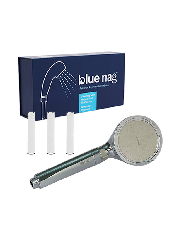 Blue Nag Ionic Shower Filter, Softens Hard Water, Removes Impurities, American KDF-55 & Carbon Fiber Technology, Achieve Smooth, Healthy Hair & Skin, Silver