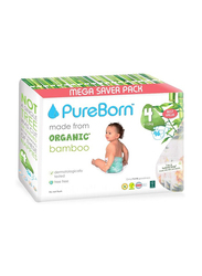 Pureborn Premium Organic Bamboo Baby Disposable Diapers, Size 4, 7-12 Kg, 24 Count
