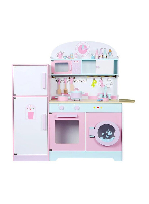 

Generic Wooden Authentic Detailing Rich Unique Design Pretend Kitchen Play Set with Refridgerator, Ages 3+