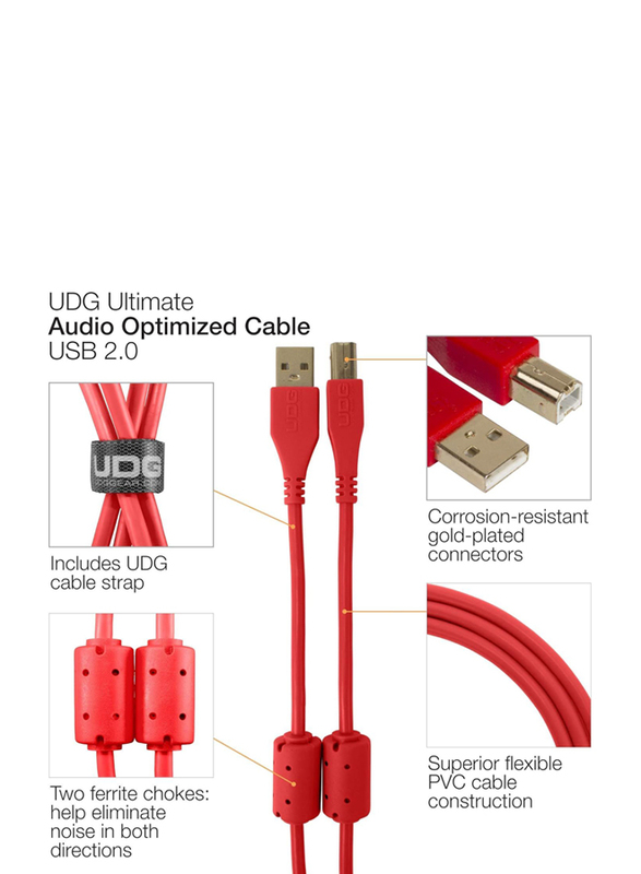 Ultimate Dj Gear 1-Meter High-speed Audio Optimized Cable USB 2.0 (A-B), USB 2.0 A-Male to B-Male Cable, U95004RD, Red