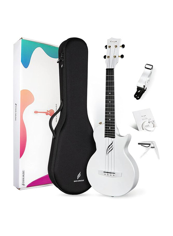 

Enya Tenor Ukulele 26 Inch Carbon Fiber Acoustic plus Cutaway Travel Guitar, White