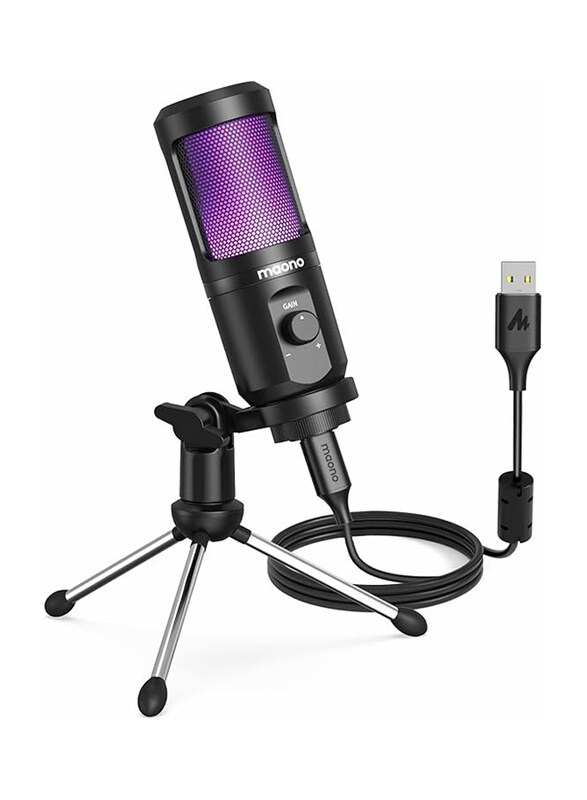 

Generic Maono Caster RGB USB Gaming Microphone with Mic Gain, Black