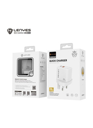 Lenyes Fast Charger PD + QC 3.0 Wall Charger, White