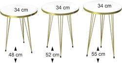 Set of 3 Nesting END Tables Marbal Color Round Coffee Side Tables with for Small Spaces, Bedside Table for Living Room, Bedroom, Living Room, Balcony,