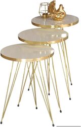 Set of 3 Nesting END Tables Marbal Color Round Coffee Side Tables with for Small Spaces, Bedside Table for Living Room, Bedroom, Living Room, Balcony,