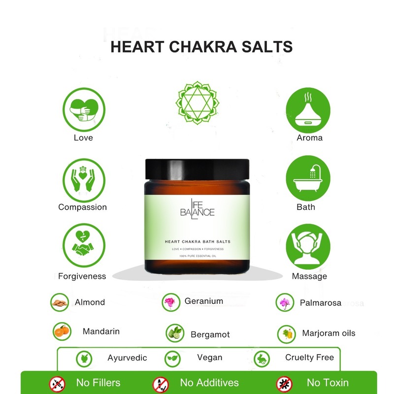 Life Balance Heart Chakra Bath Salts 250g Relieve Stress, Mend Heartache, & Enhance Compassion