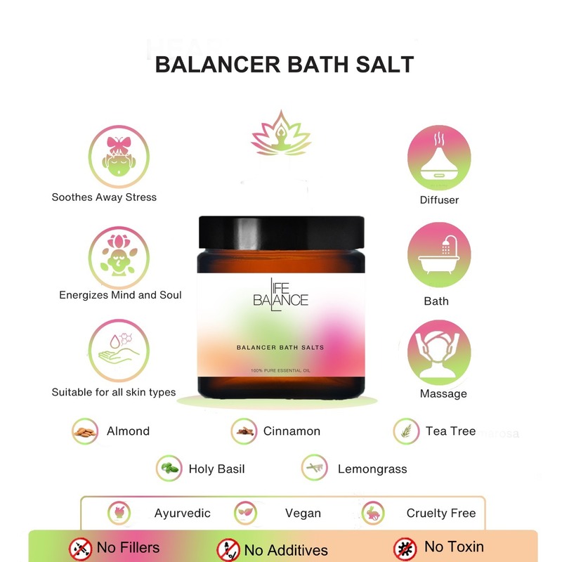 Life Balance Balancer Bath Salts 250gm Stress Relief & Detox Achieve Inner Peace with Soothing Bath Soak