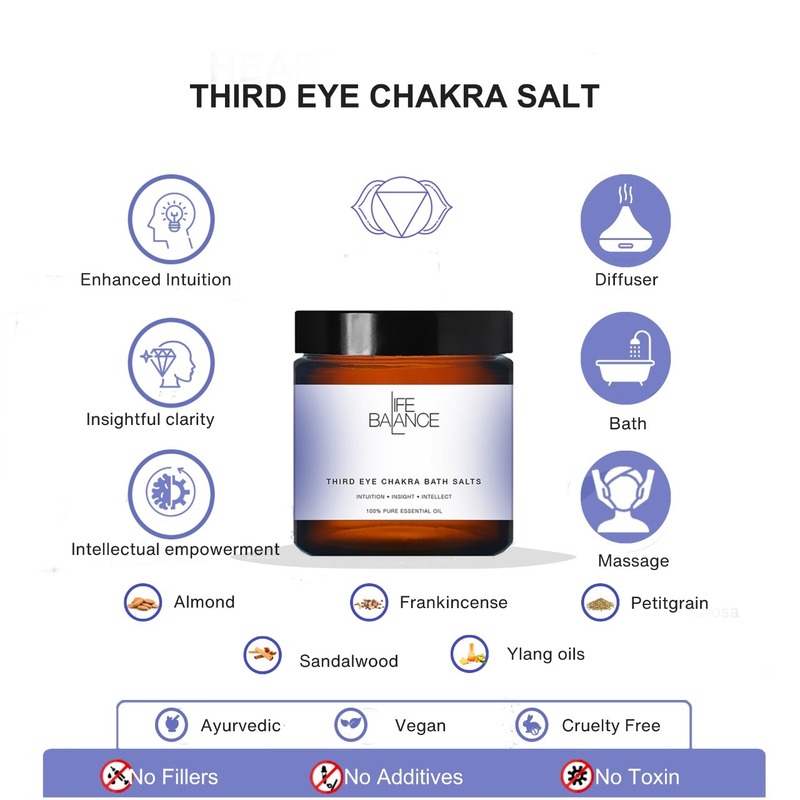 Life Balance Third Eye Chakra Bath Salts 250g Relieve Mental Fatigue, Enhance Focus, & Unlock Inner Vision