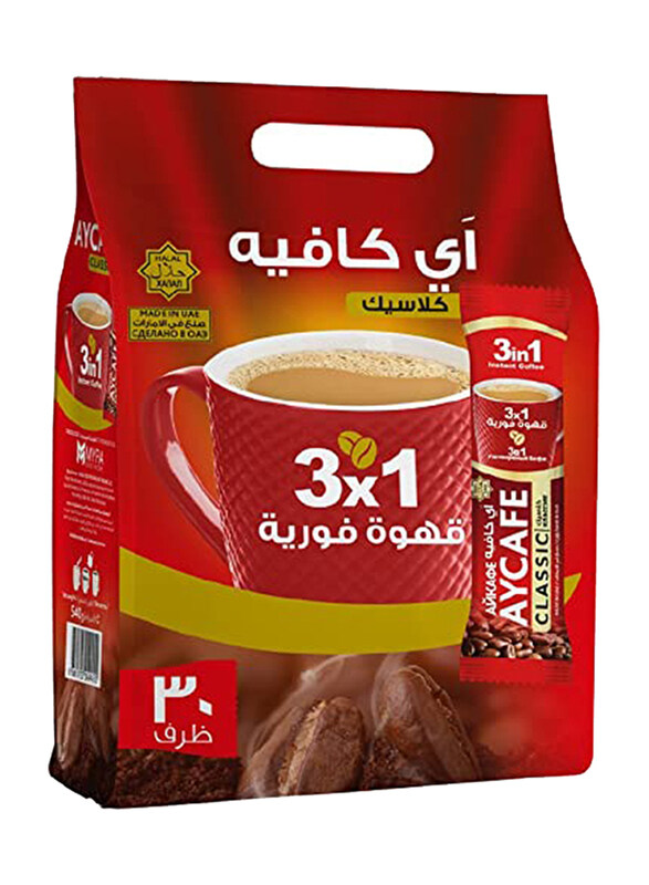 

AyCafe Classic 3 in1 Instant Coffee Pouch, 30 Sachet