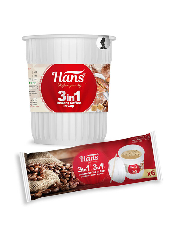 

Hans 3 in 1 instant Coffee in Cup, 6 Cups Flow Pack