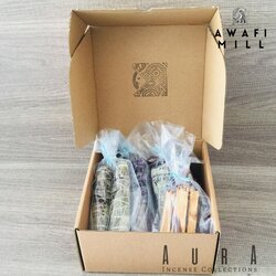 Awafi Mill Premium Rejuvenating Kit - Smudge Set with White Sage, Palo Santo, Lavender Sage, Rose Mary - Ideal for Home & Office (Box with Single Sticks & Rose Petals)