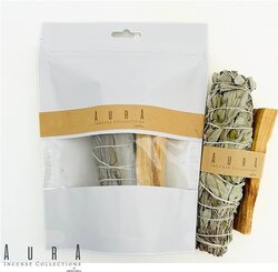 SAGE SMUDGE KIT - WHITE SAGE SMUDGE WITH PERUVIAN PALO SANTO STICK  STARTER PACK  AUTHENTIC PRODUCT