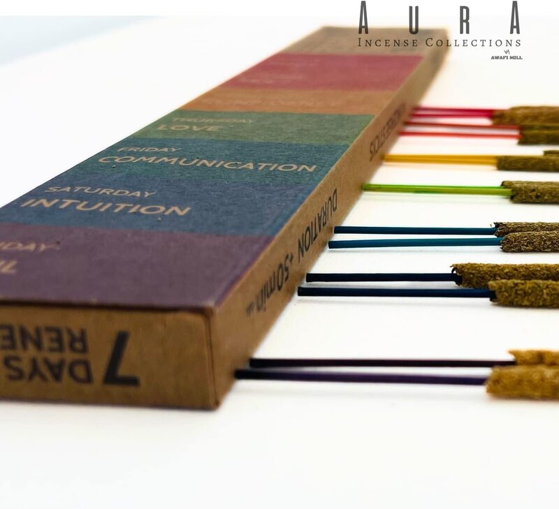 Awafi Mill 7 DAYS OF RENEWAL" Palo Santo Oraganic INCENSE STICKS 14 STICKS  Duration +50Min  100% Vegan