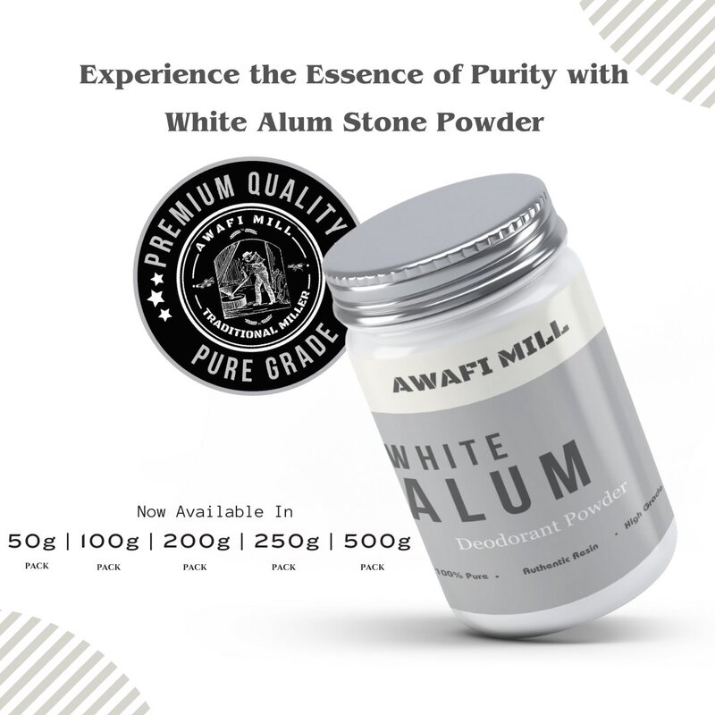 Awafi Mill White Alum Powder 100% Natural  Freshly Grinded (Pack Of (100 Gram) Powder)