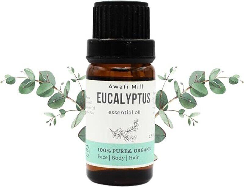 

AWAFI MILL Organic Eucalyptus Essential Oil (10 Ml) Made in Turkey 100% Pure & Natural Premium Therapeutic Grade Perfect for Aromatherapy & Relaxation Bath, S