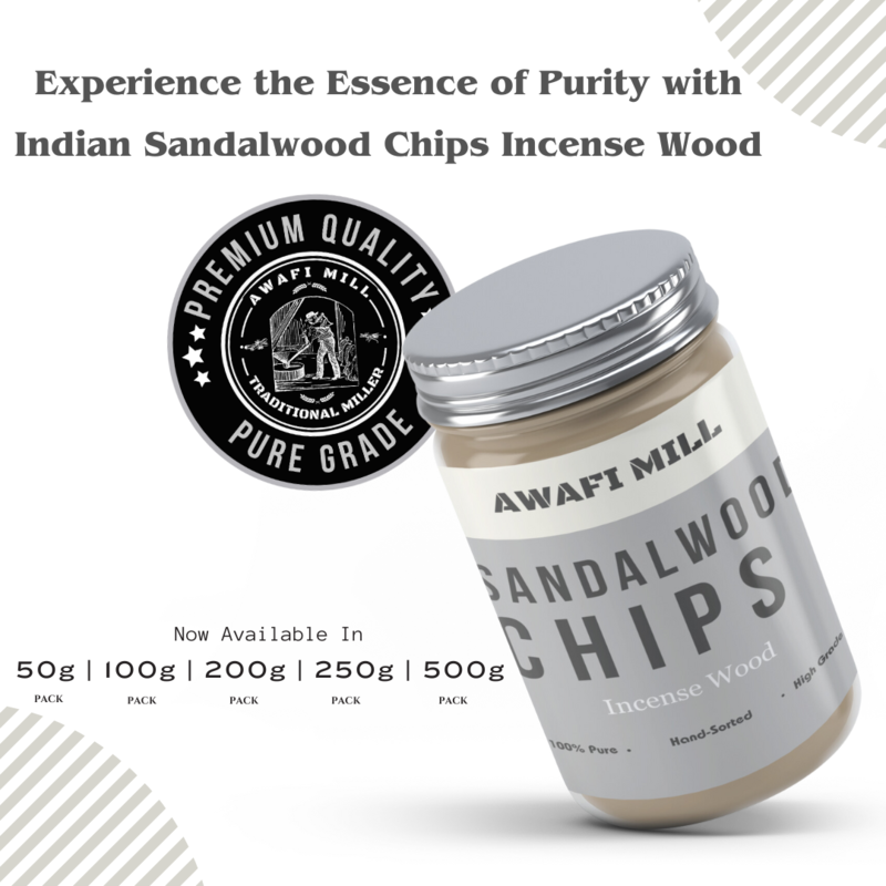 Awafi Mill Indian Sandalwood Chips  - Perfect for Incense,Bakhoor Making  - Pack Of (100 Gram Of Chips)