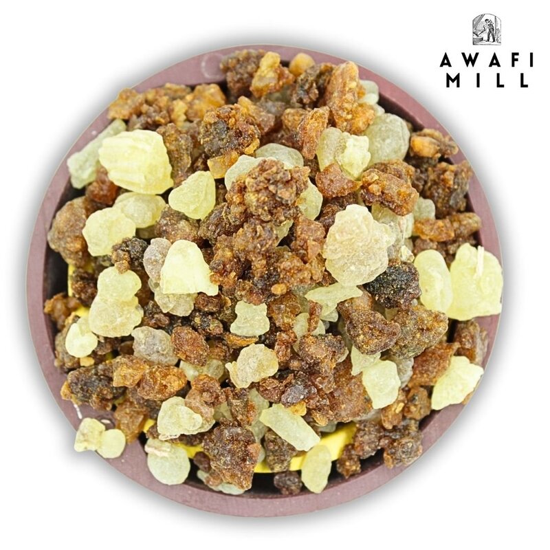 AWAFI MILL Holy Smoke Church Incense - Hand-Picked Resins (Frankincense and Myrrh) with Charcoal Tablet (Pack of 120 Gram with 20 Charcoal Piece)