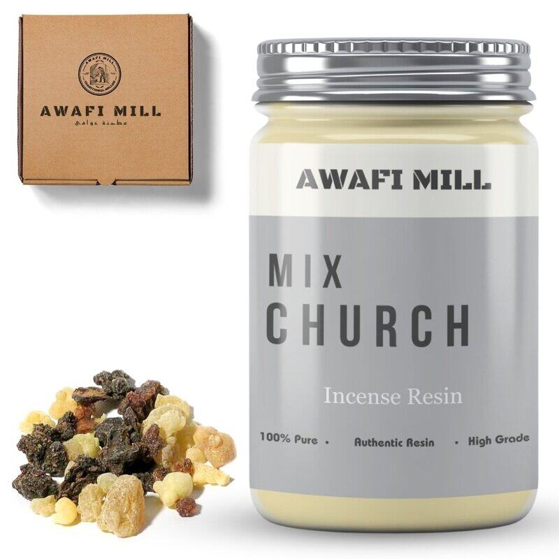 

Awafi Mill Holy Smoke Church Incense Resin - Handpicked Blend of Frankincense and Myrrh (Bottle of 100 gram 3.5 Oz)