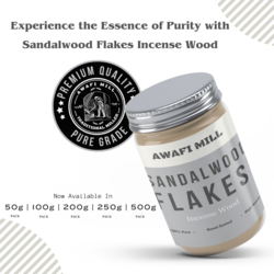 Awafi Mill Sandalwood Flakes - Premium Quality Aromatic Wood Fragments (Pack of 120 gram)