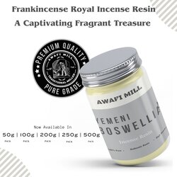 Awafi Mill Frankincense Royal Incense Resin - Boswellia Sacra from Yemen - Incense Ingredient  100% Pure Resin (Bottle of 100 gram  3.5 Oz)