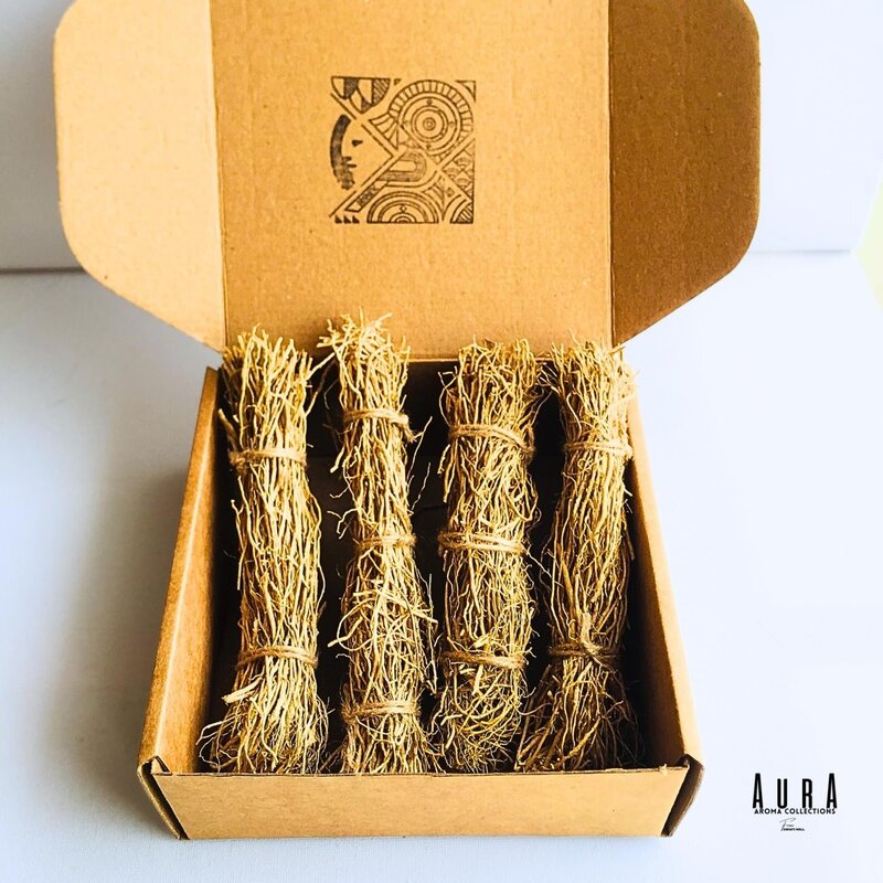 Awafi Mill Vetiver Root Incense Smudge Stick  Aromatic and Cooling  Khus-Khus, Kuruveeru, Ramcham (Pack Of (6 Premium Sticks))