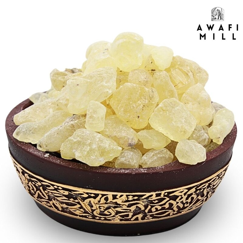 AWAFI MILL White Copal Premium Incense Resin - Fresh Citrus, Mint & Forest Aroma with Charcoal Tablet (Pack of 120 Gram with 20 Charcoal Piece)