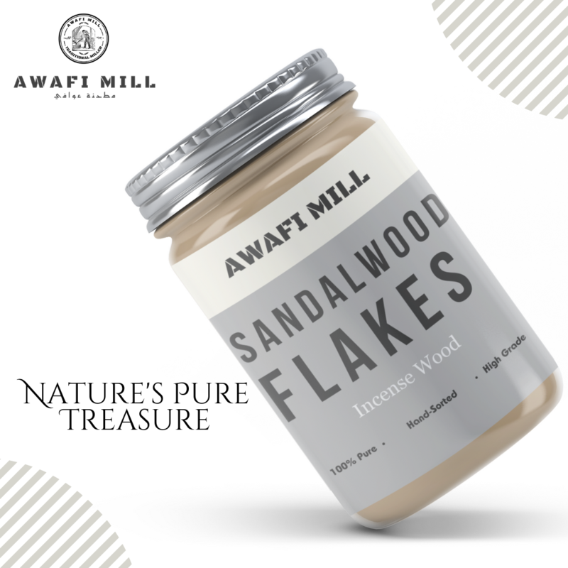 Awafi Mill Sandalwood Flakes - Premium Quality Aromatic Wood Fragments (Pack of 120 gram)