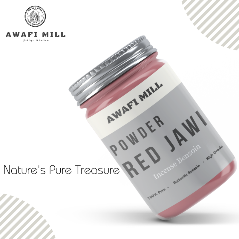 Awafi Mill Natural Red Jawi Incense Resin Powder - 100% Pure and Sustainable - Sweet and Balsamic Aroma  (Bottle Of (100 Gram Fine Powder))